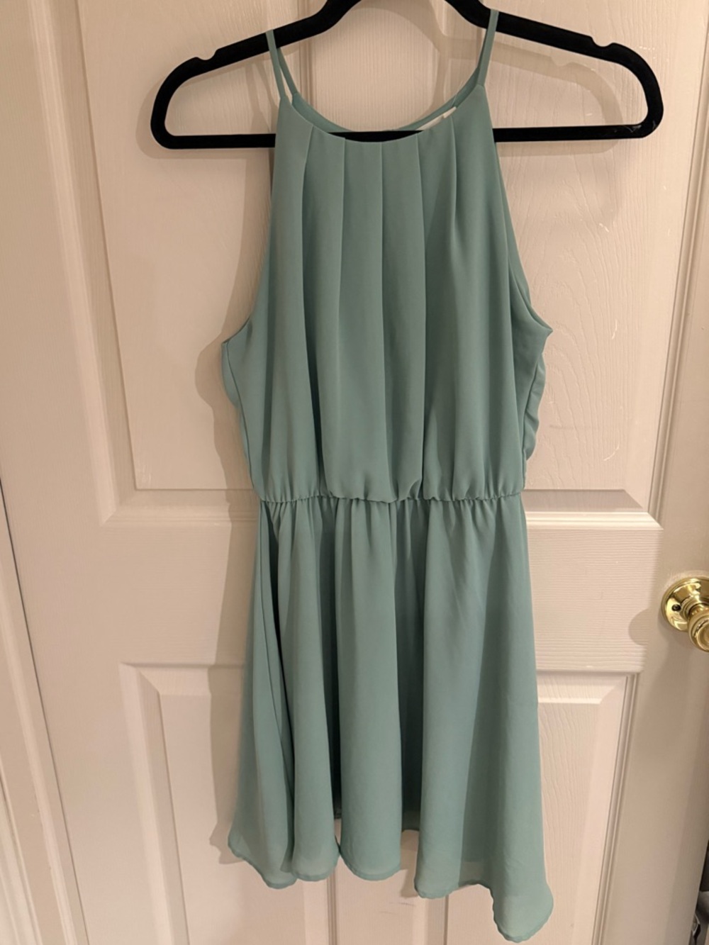 Mint Green Halter Neck Chiffon Dress- small